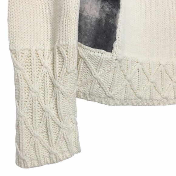 Anthropologie Angel of the North Sweater Plaid Open Knit Accents Wool Lambswool - Picture 5 of 11